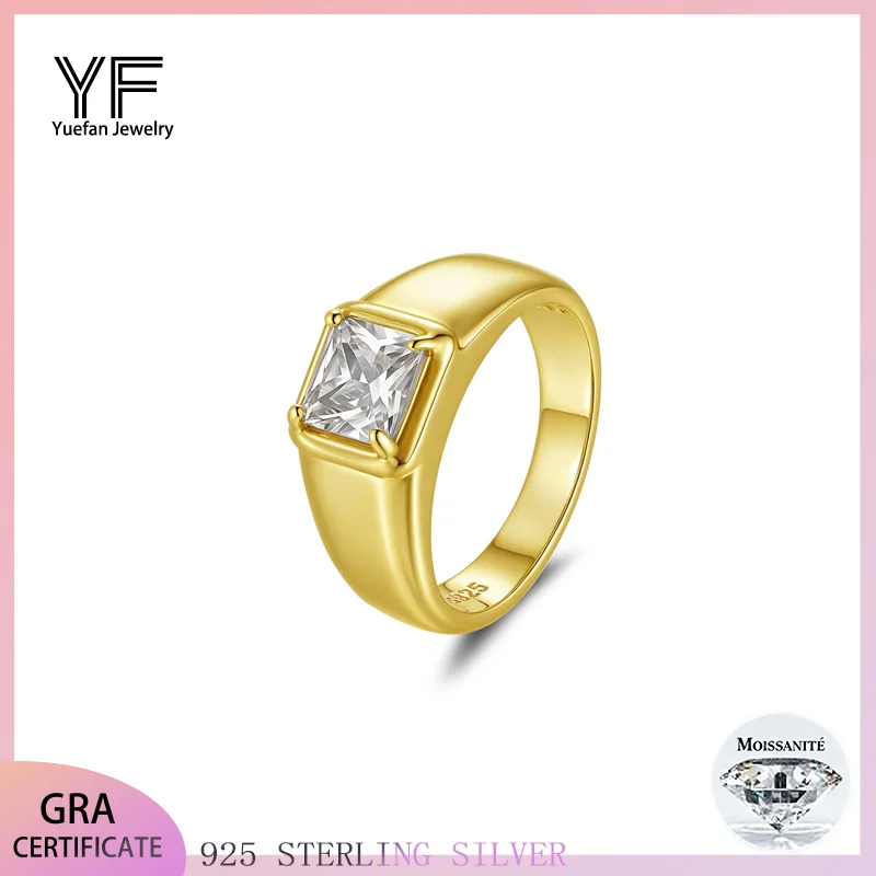 

Hiphop 925 Sterling Silver Ring 2CT VVS1 D Princess Cut 7 MM Moissanite Diamonds Gems Rings Fine Customization Men Women Jewelry