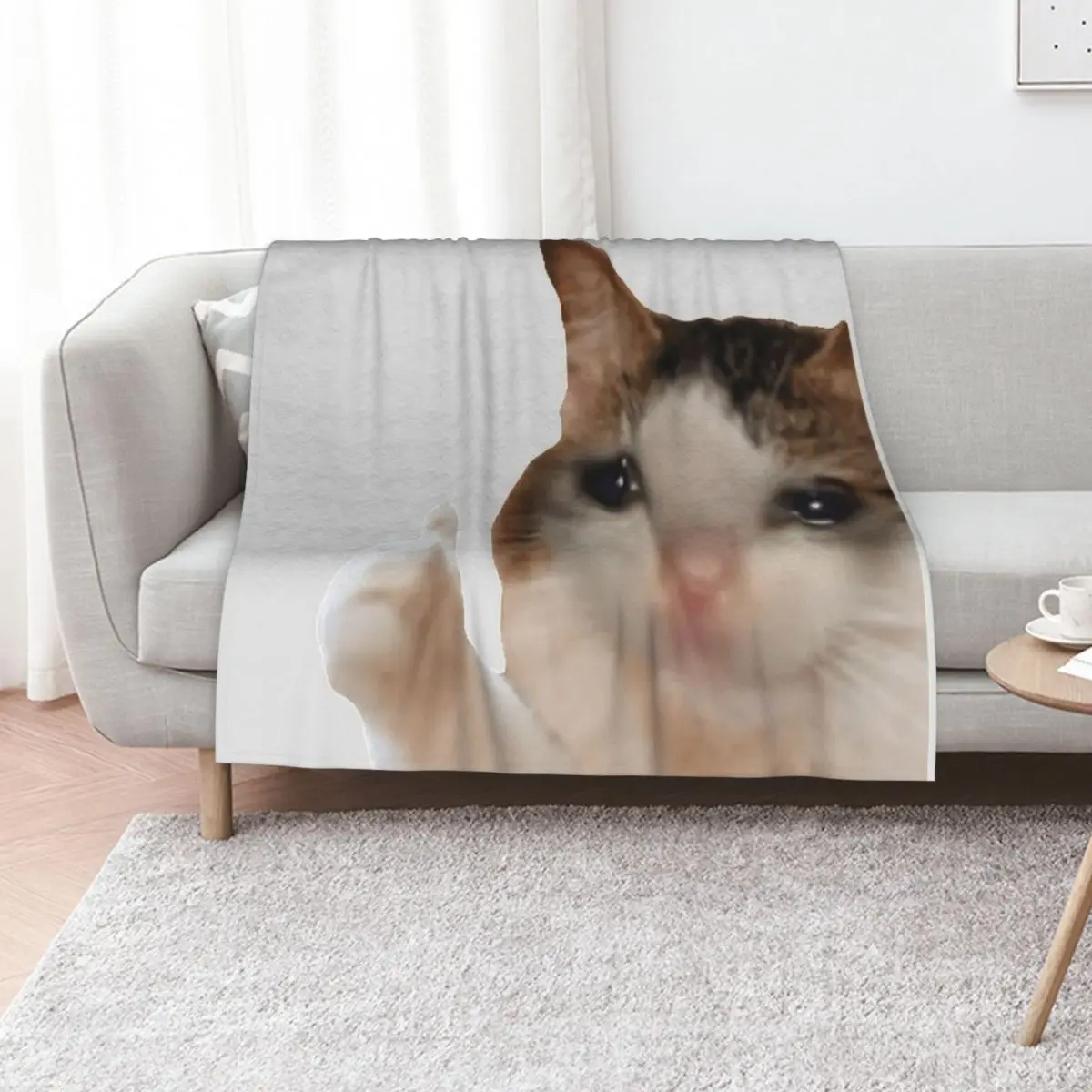 Cat meme Throw Blanket Sofa Quilt Giant Sofa Decorative Beds Extra Large Throw Nap Flannel Fabric Blankets
