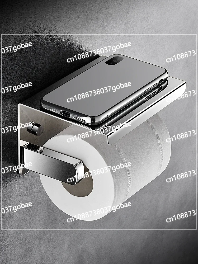 Wyj Stainless Steel Mobile Phone Holder Punch-Free Toilet Hand Carton Wall-Mounted Tissue Holder