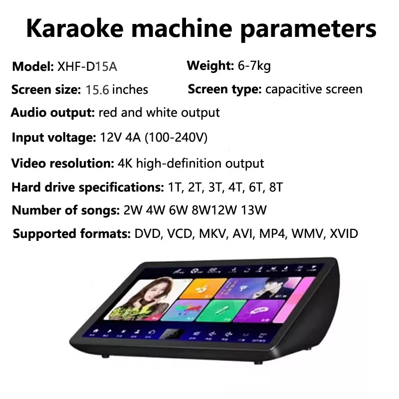 2025 جديد 15.6 "نظام تشغيل الموسيقى أندرويد Jukebox Ktv Mic 3Tb HDD شاشة لمس محمولة آلة الكاريوكي الصينية