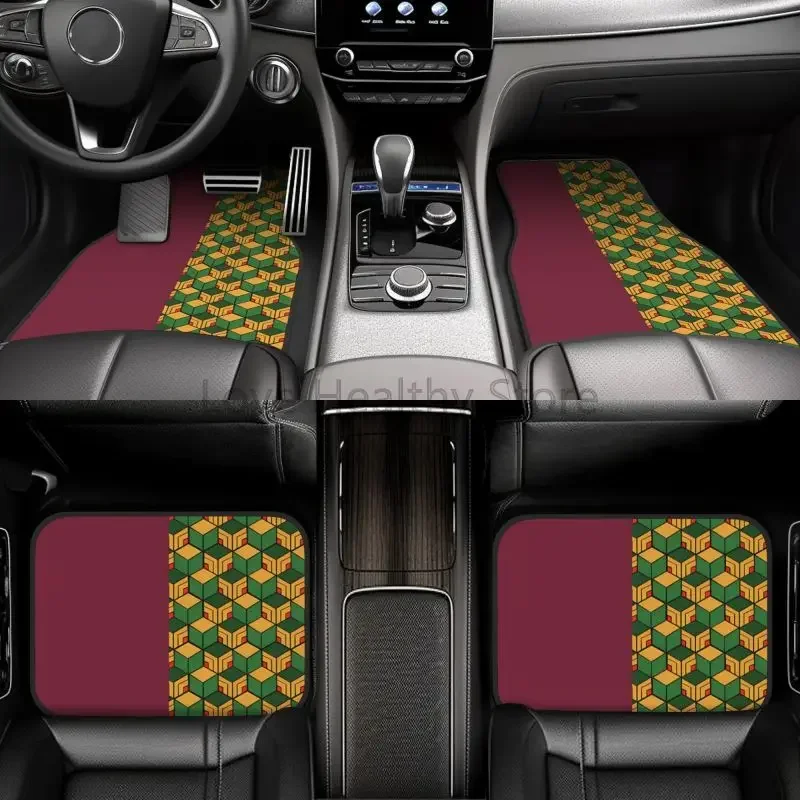 أنيمي شيطان القاتل Tomioka Giyu الحصير سيارة مجموعة من 4 قطعة السجاد السجاد العالمي عدم الانزلاق القدم الحصير السيارات الداخلية حامي