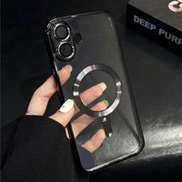 Official Magnetic Armor For MagSafe Transparent Plating Case For iPhone 16 15 14 13 12 11 Pro Max Plus XR XS Shockproof Cover