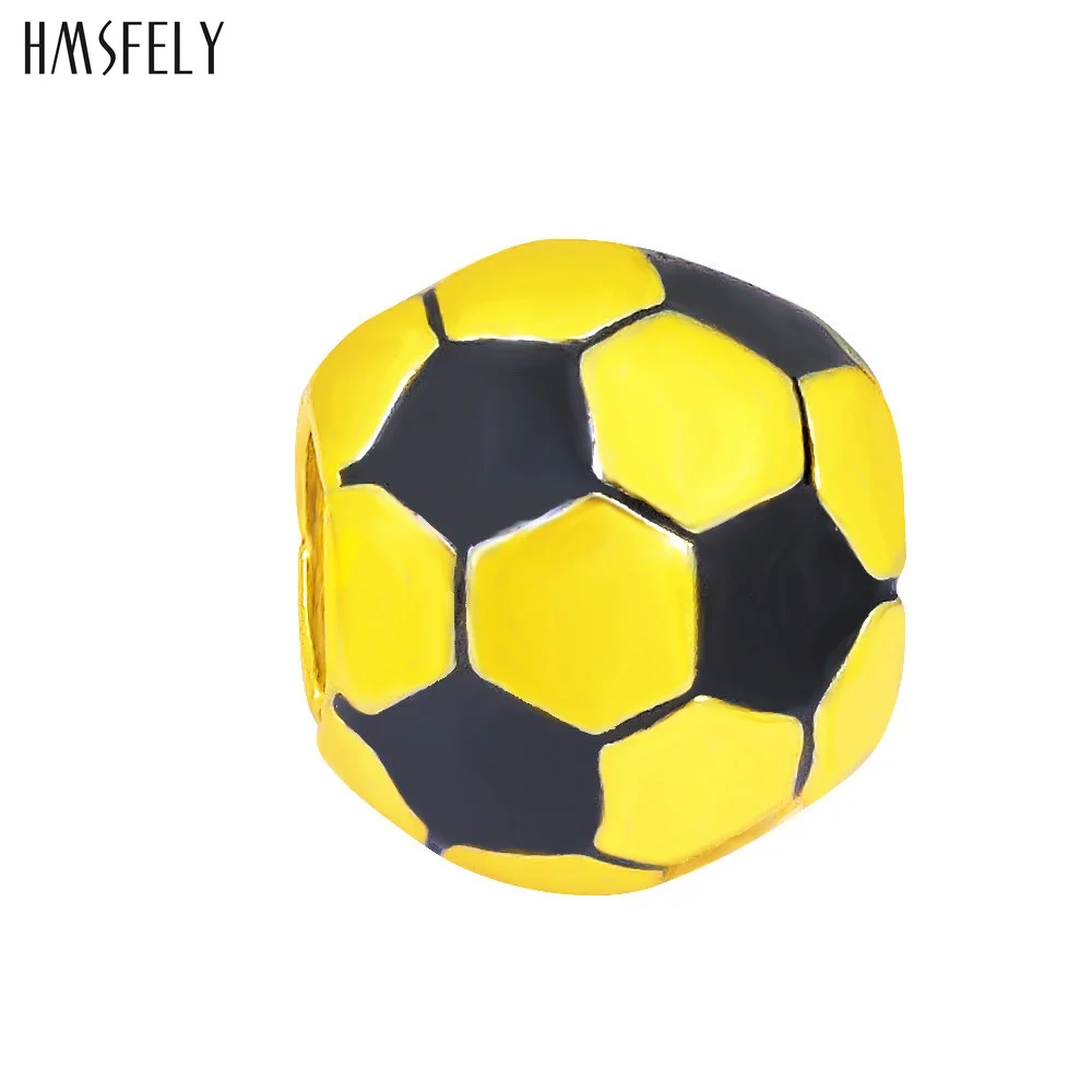 HMSFELY-Cuentas de fútbol de acero inoxidable 316l, abalorios europeos para pulsera DIY, accesorios para hacer joyas