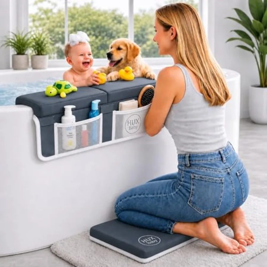 Comfortable Baby Bath Kneeler and Elbow Rest Pad Set, Non-Slip Bathtub Kneeling Pad for Bathing Baby, Bath Tub Cushion Mat, Elb