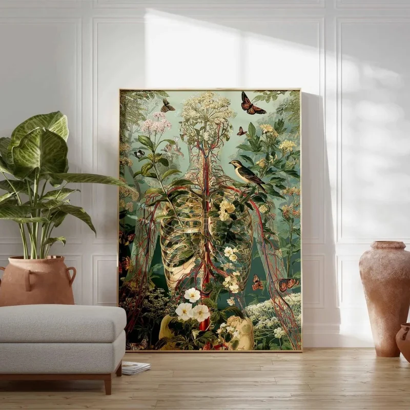 Unframe Human Anatomy Poster, Human Body Posters Wall Prints, Educational Medical Print, Doctor Office Decor, Vintage Anatomy Po view 2