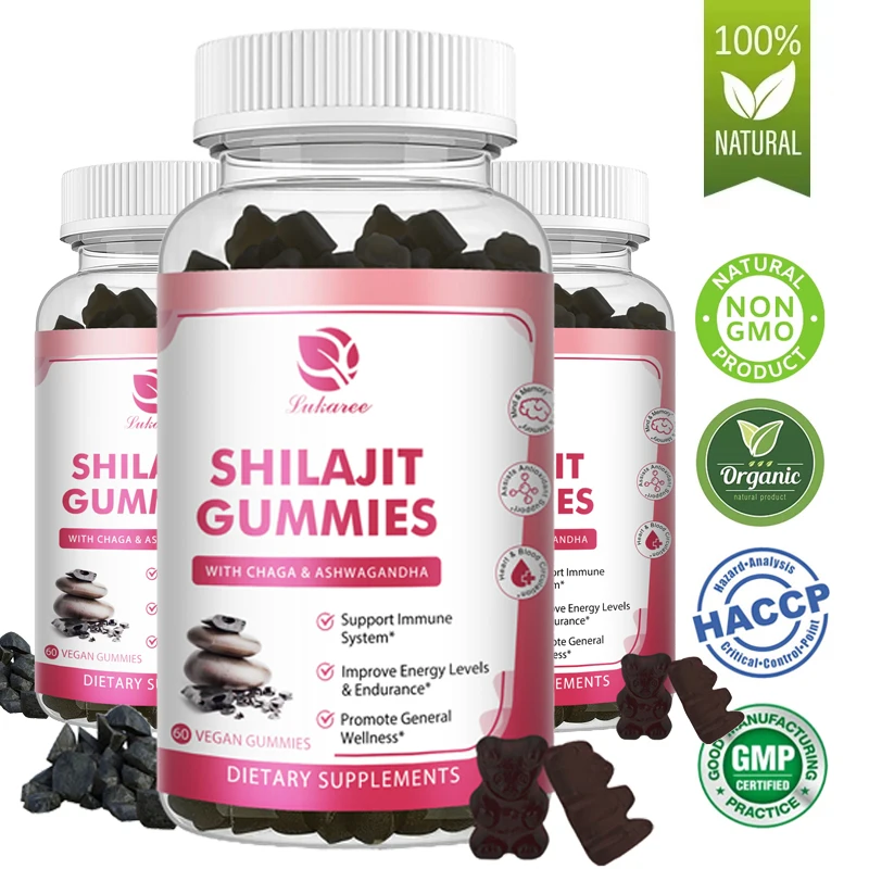 

LUKAREE 10 in1 Shilajit Gummies with Chaga Mushroom & Ashwagandha Support Immune and Digestive Health Improve Cognitive and Mood