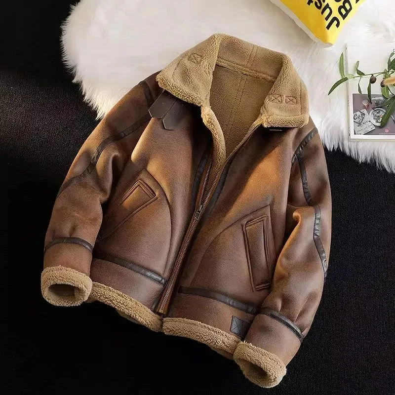 Fur Integrated Winter Jacket Suede Loose Casual Cotton-padded Clothes Ladies New Motorcycle Clothes Warm Cashmere Fashion Coat .