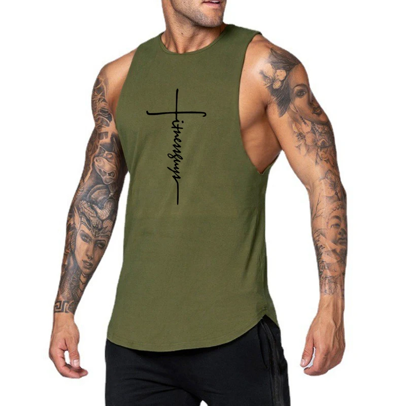 Hot Selling Gym Running Sport Tank Tops Herren Baumwolle atmungsaktive Bodybuilding ärmellose T-Shirt Workout Fitness Muskel Singuletts