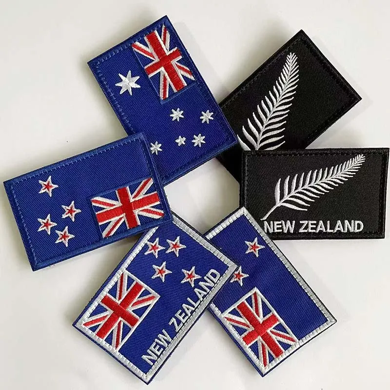 

Океяния, флаг Новой Зеландии, серебряный флаг с эмблемой папоротника, тканевая аппликация, вышивка, нашивки на липучке, тактические значки на рюкзаке