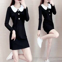 2023 New Golf Autumn Women's POLO Dress Loose Large Size Little Black Dress