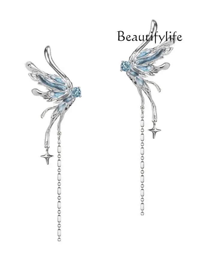 Light luxury designer high-end fringed earrings niche new exquisite daily wear