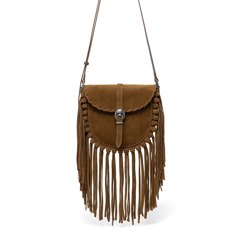 

Сумка Mendy Tassel Женская сумка Сумка через плечо Замшевая кожаная сумка Ретро Винтажная седельная сумка 2025 Новая дизайнерская роскошная сумка через плечо