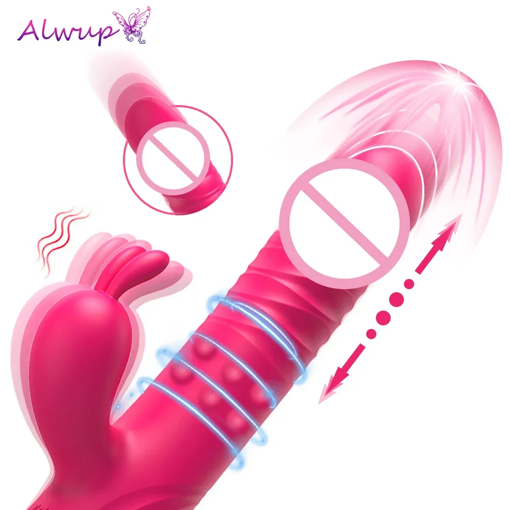 Rabbit Vibrator for Women Vagina G-Spot Nipple Clitoris Stimulator Thrusting Telescopic Rotating Dildo for Adult Sexy Toys