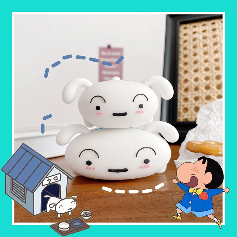 Miniso Cute Crayon Shinchan Shiro Lying Dog Airpods 4 Case 2nd 3rd Gen Pro 2 Apple Bluetooth Earphone Protective Shell Fans Gift