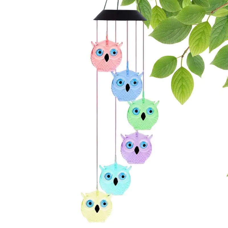 

Animal Wind Chimes Multipurpose Ornament Solar Blue Owl Wind Chime Light Hummingbird Garden Solar Light For Yard Decoration