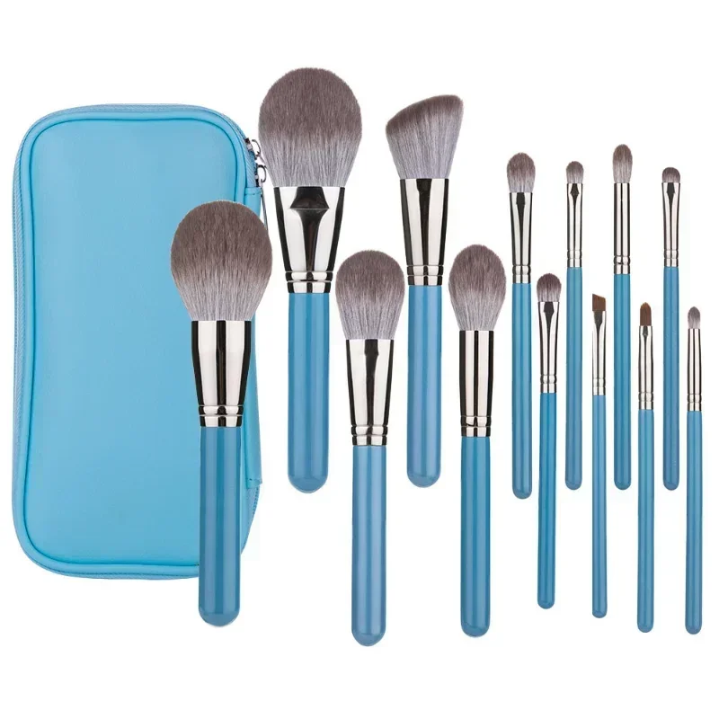 13pcs Makeup Brush Set The Series High Quality Synthetic Hair Blue Brushes Powder Blush Foundation Eyeshadow Beauty Tools