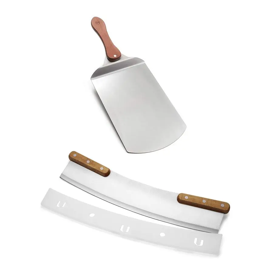 

Pizza Peel and Rocking Cutter Tool, 2 Piece Set, Stainless Steel With Wood Handle
