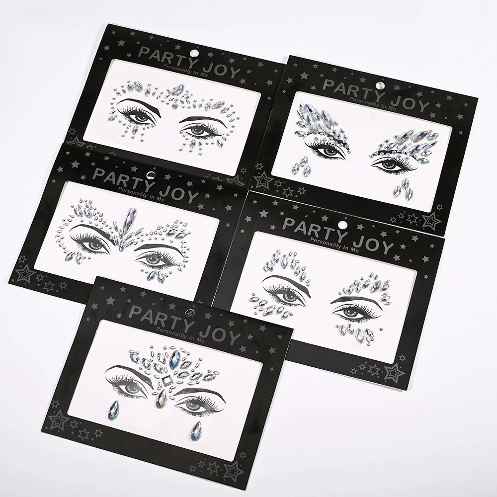 3D Strass Gesicht Aufkleber Festival Party Glitzer Diamant Make-up Schmuck Gesicht Tattoo Aufkleber Kristall Edelsteine Juwelen Gesichtsdekoration – Detail 5