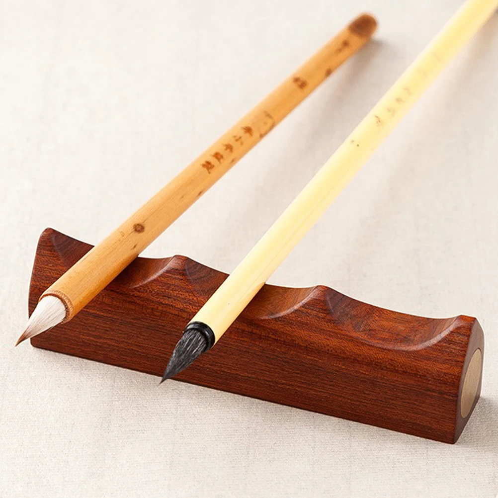 

Brush Pen Holder Stand Calligraphy Support Chinese Paint Rest Wood Desk Storage Rack Black Sandalwood Ink Brush Rack for Pens