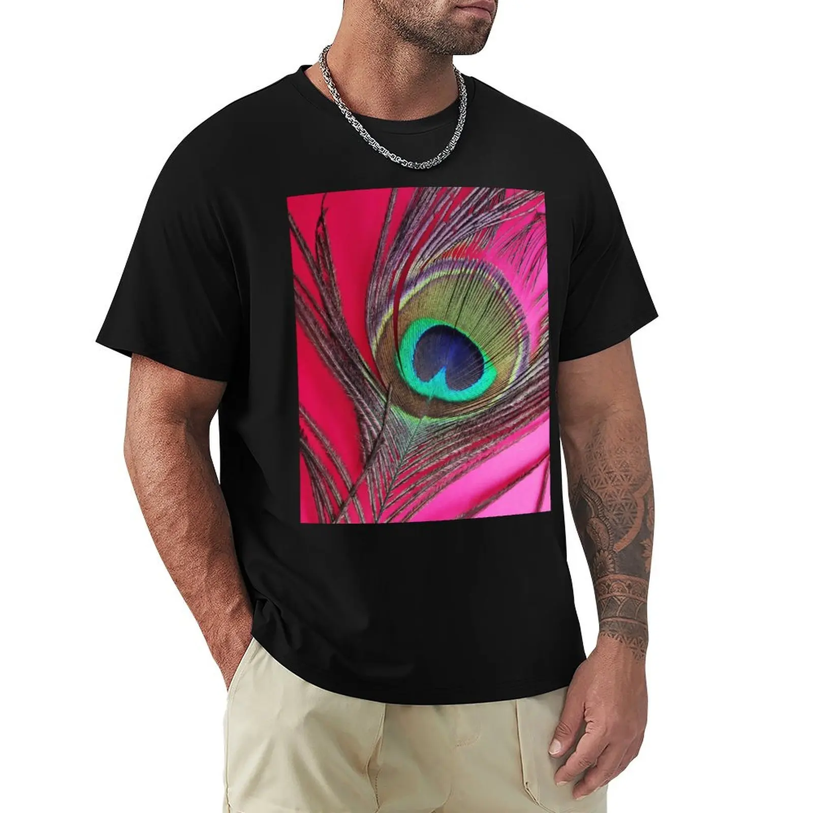 

Peacock feather classic t shirt T-Shirt Soft Cotton Print T-Shirt