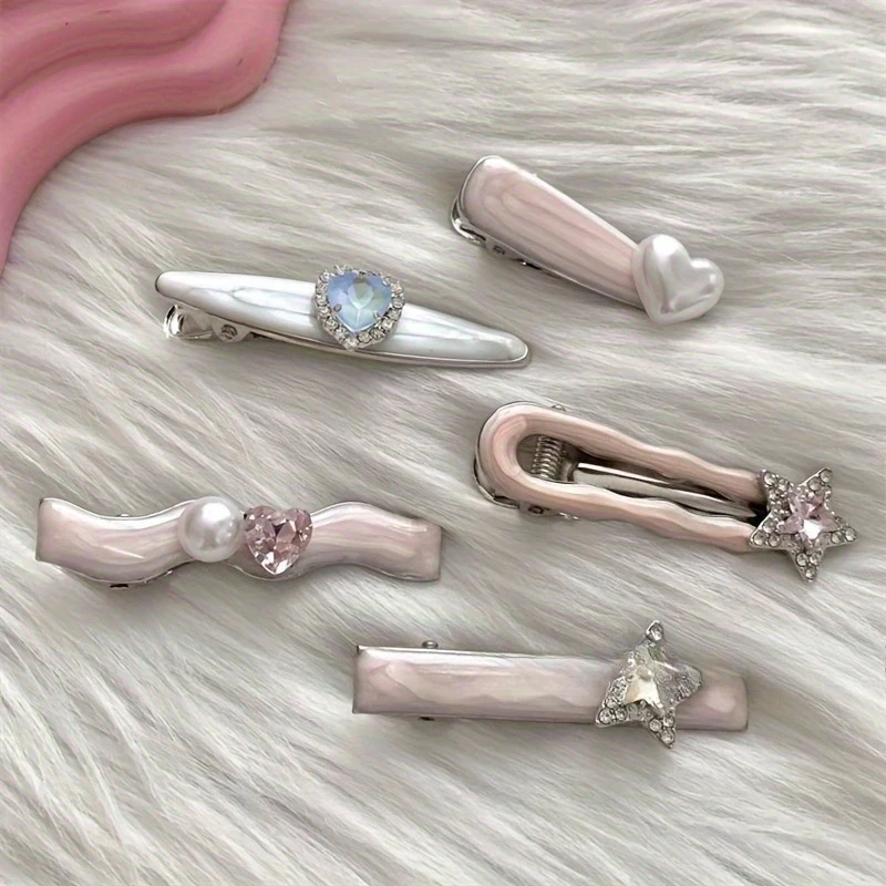 

【 Sweet Star Hair Clip for Women 】 5-piece set, including rhinestones, replicas, and sequins - Alloy star hair clip, suitable for daily, home, and work wear - Valentine's Day gift preferred
