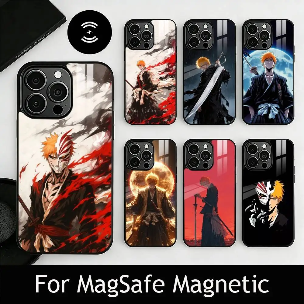 

B-Bleach I-Ichigo Kurosaki Phone Case For iPhone17,16,15,14,13,12,11 Plus,Pro Magnetic For Magsafe Wireless Charging