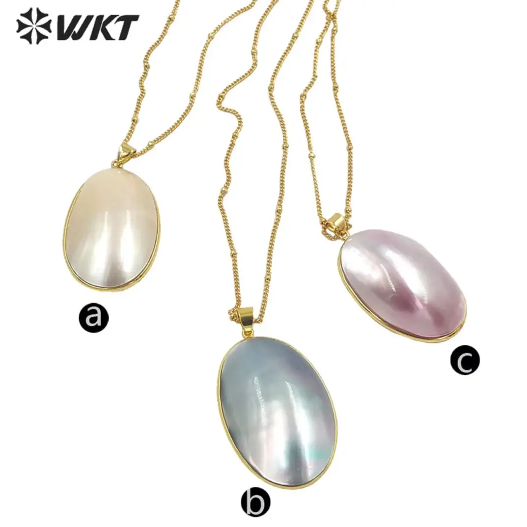 

WT-JN229 WKT 2025 Горячая новинка: Изящное ожерелье из перламутра для женщин, свадебная цепочка, элегантная овальная форма, подходит для девушек, в стиле Ins
