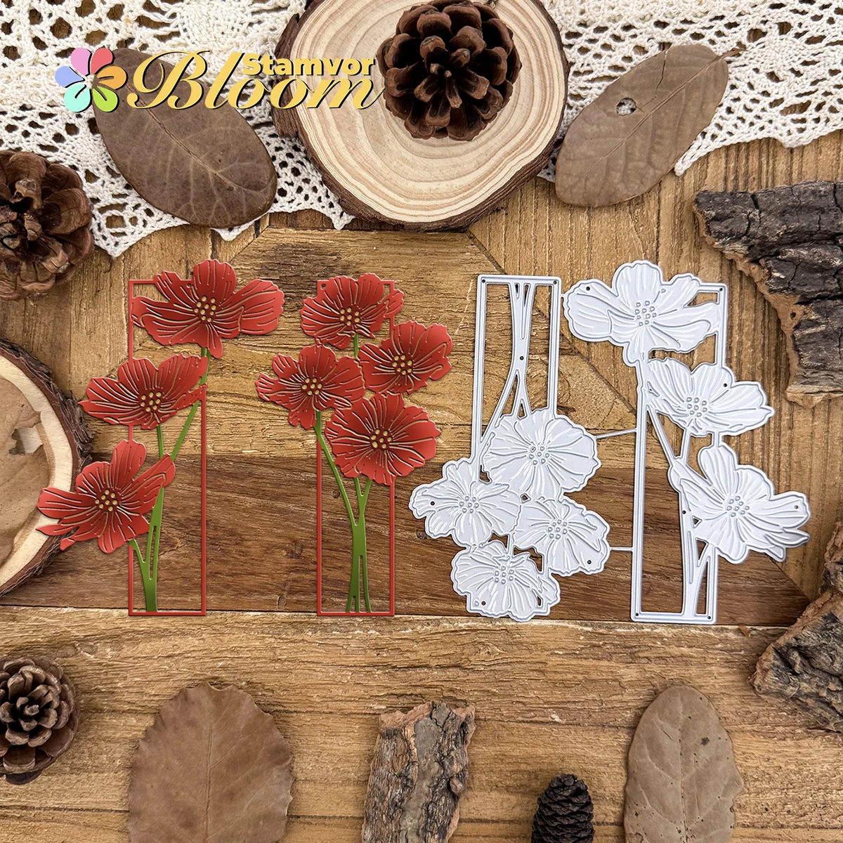 Matrices de découpe en métal, belles fleurs originales, coquelicots, cadres carrés, gaufrage décoratif pour Scrapbooking