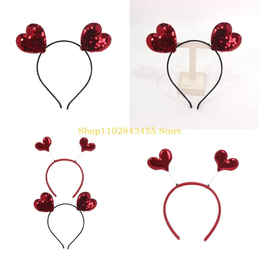 

49MC Heart Headband Spring for Every Hair Types Soft Fabric Ensuring Comfort and Durability Valentine's Day Headband