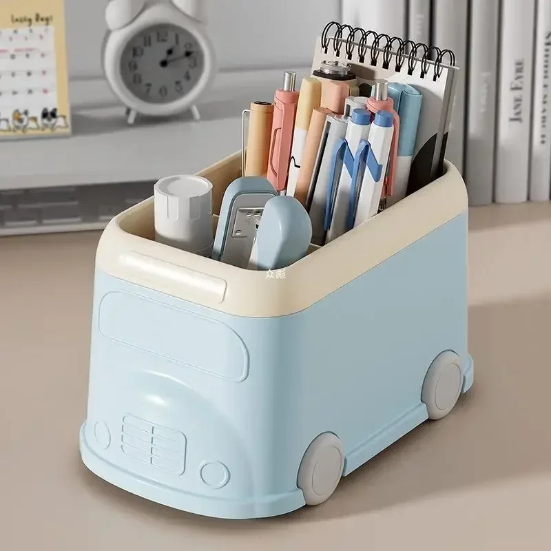 

Hot Desktop Storage Box Cartoon Grid Pen Holder Pen Bucket Stationery Tabletop Miscellaneous Items Storage Rack Sorting Box