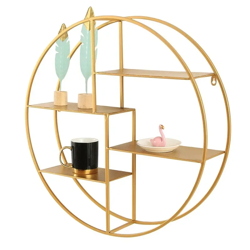 wrought iron shelves Modern simple home living room wall hanging Creative round wall storage shelves