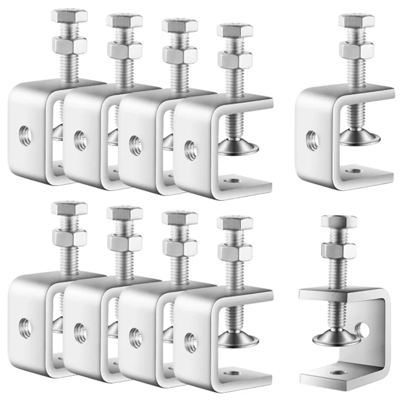 1Pcs 304 Stainless SteelClip Adjustable C-clamp Square Steel Pipe Clamp Hexagonal Bolt Hardware Tool Fasteners 20~130mm