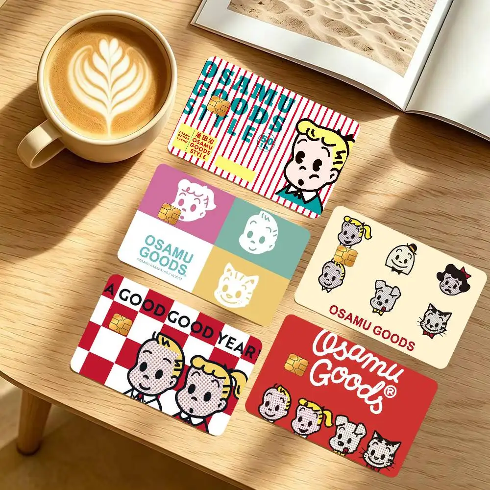 Vintage Cute O-OSAMU G-GOODS Fashion   Game Film Cover Sticker Case for Small Chip Credit Debit Card Front Side 1 set of 4 pcs