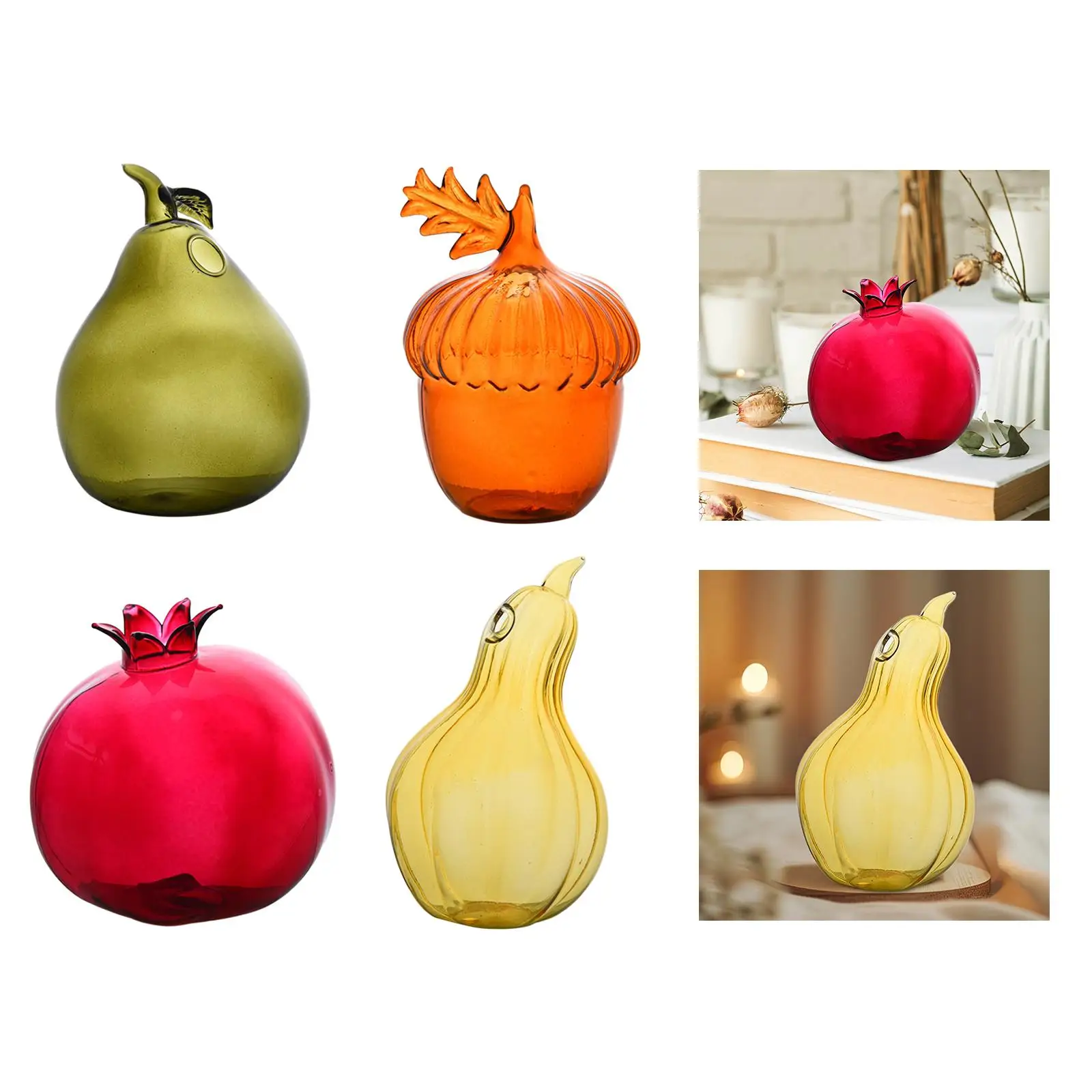 Glass Flower Vase Statue Desktop Ornament for TV Cabinet Bedroom Bookcase