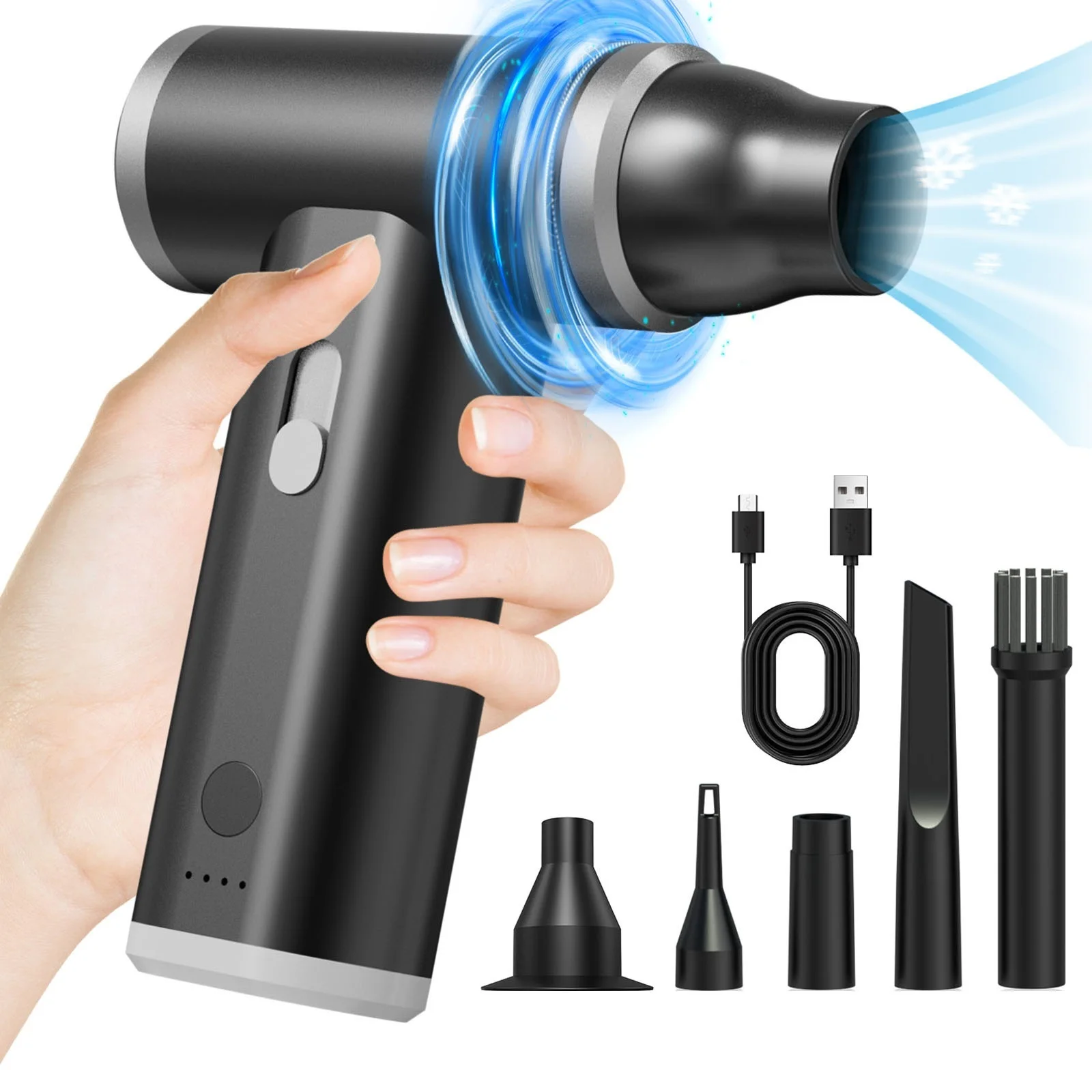 120000RPM Handheld Cordless Jet Blower Two Function Air Out Dust Intake For Car Keyboard Electronic Household Dust Cleaning Tool