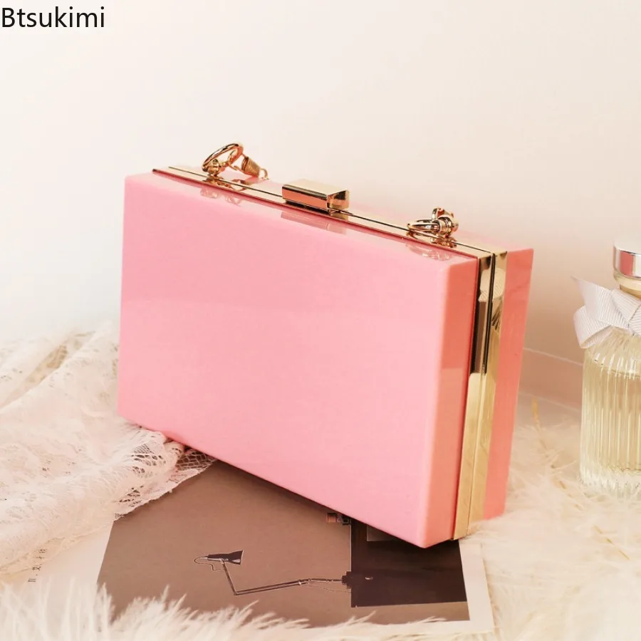 Fashion Transparent Acrylic Evening Clutch Bags Women Boutique Chain Clear Shoulder Bag Ladies Wedding Party Purses and Handbags