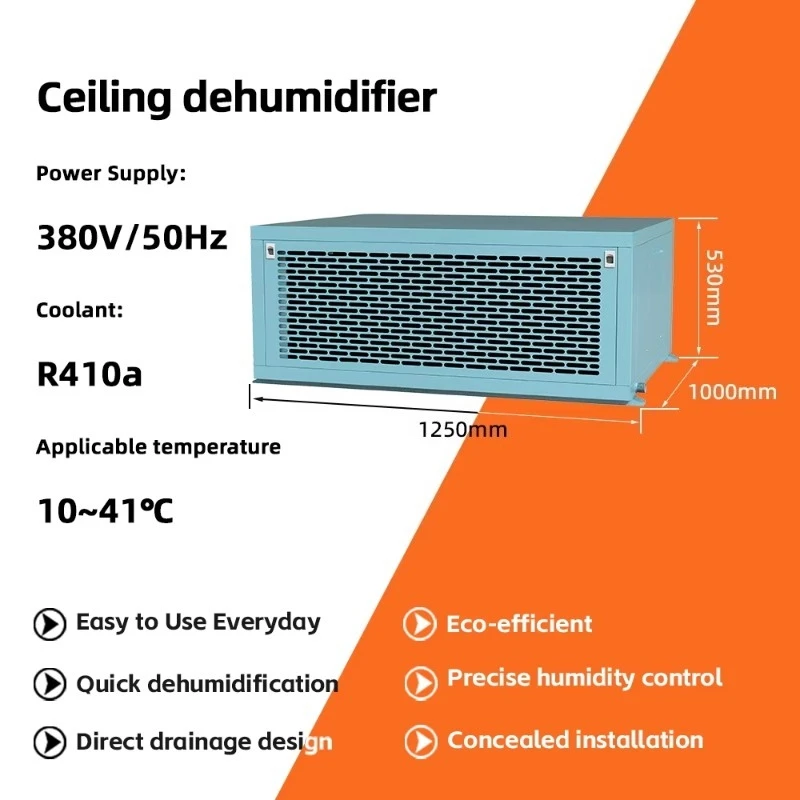 498L/D 1052 PPD Monster Industrial Ceiling Dehumidifier 8.6kW Heavy Duty Commercial Dehumidifier for Large Warehouse CE