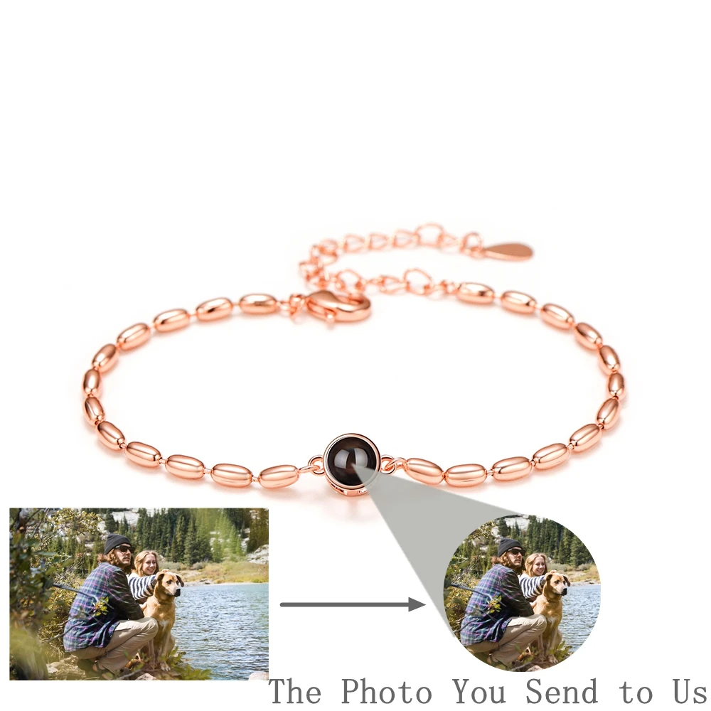 

Браслет с фотопроекцией на заказ для женщин и мужчин, индивидуальный подарок на день рождения, круглый браслет с подвеской для мальчиков и девочек, семейные украшения