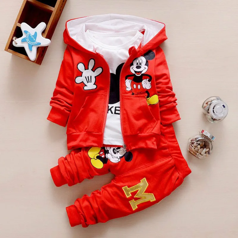 Spring Autumn Products Boys Clothes Set Cute Cotton Hooded Coat T-shirt Pants 3PCS Set Casual Kids Sportswear baby girl clothes