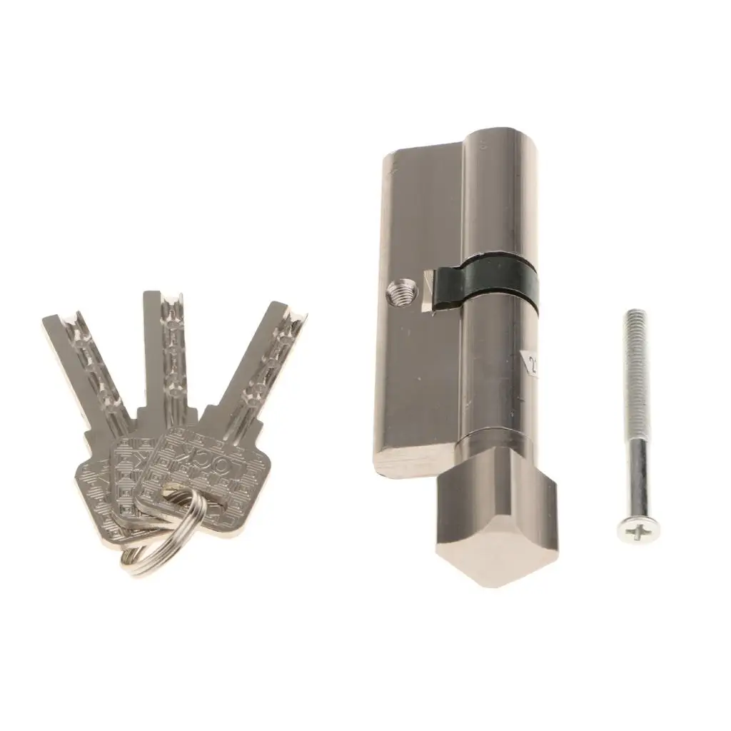 Home 3.54'' Length Silver Tone Anti-theft Security Door Lock Core With 3 Keys