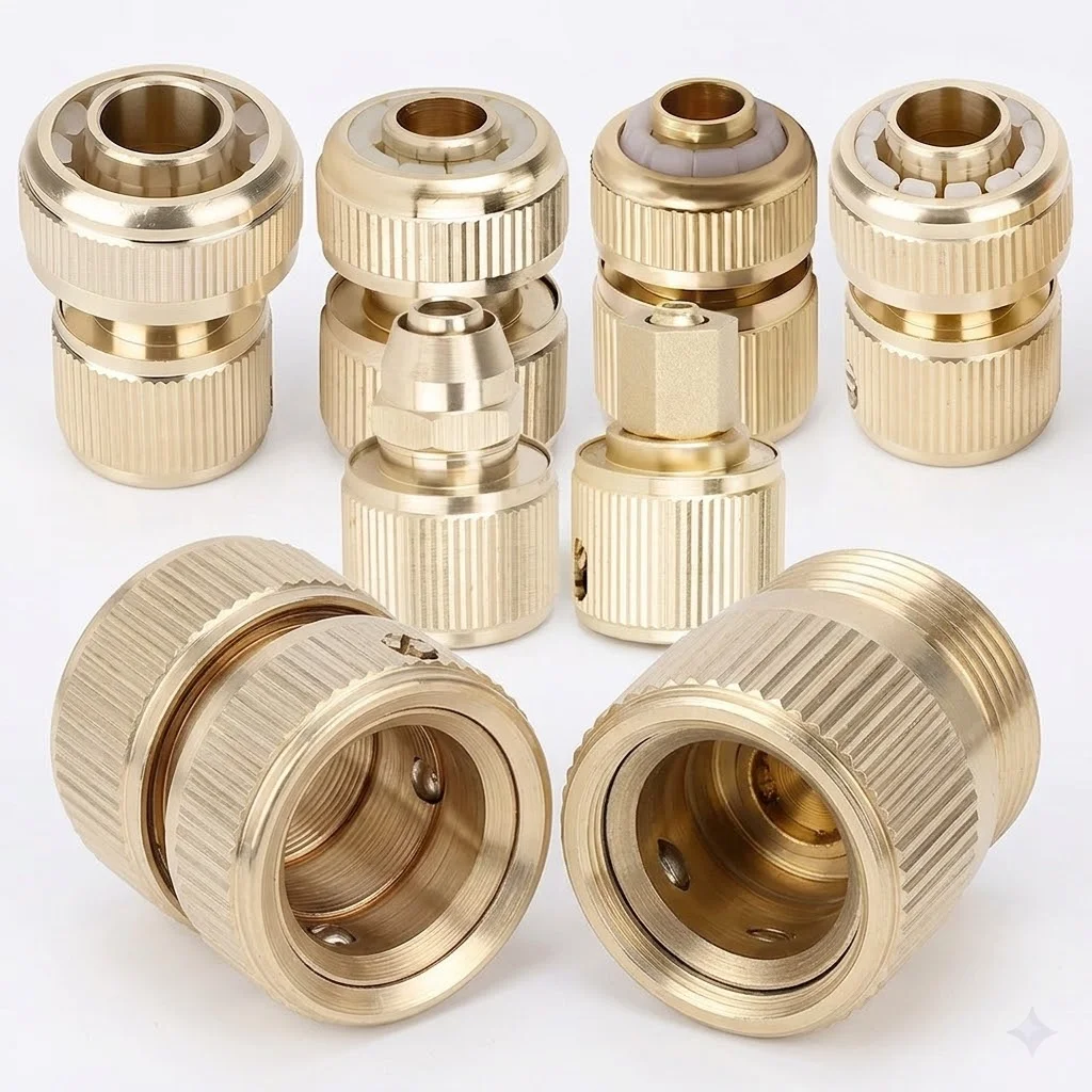 Water Stop Repair Joints Brass Tap Adaptor for 1/2 3/4 3/8 1/4 Inch Irrigation Tube Water Pipe Fitting Garden Hose Connector