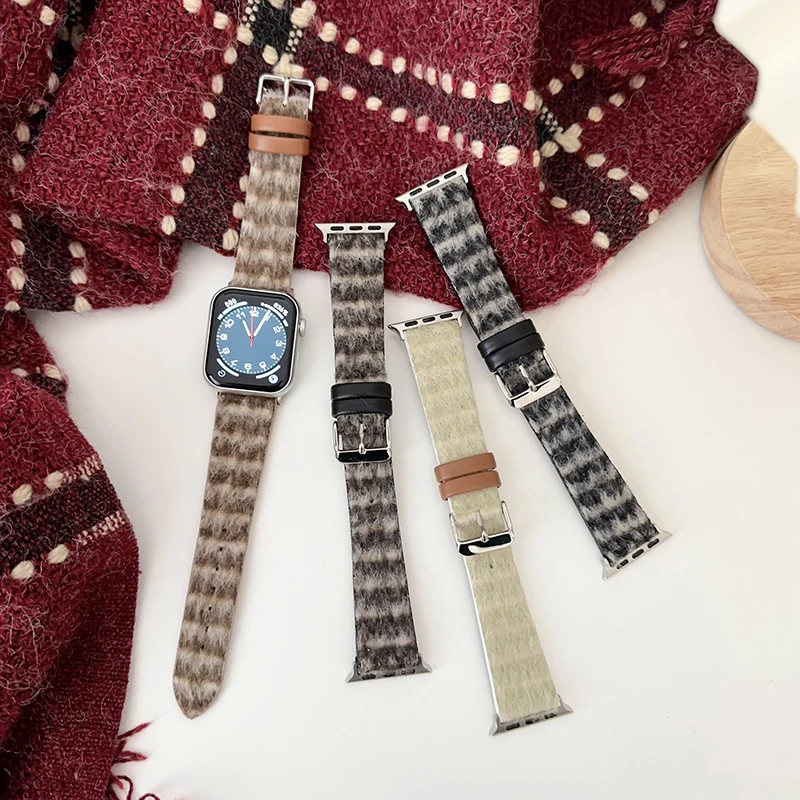 S10 Plush Style Strap For Apple Watch Band38/40/41/42/44/45/46/49MMSports Watch Accessories Bracelet IwatchS9Ultra2Connector8SE7