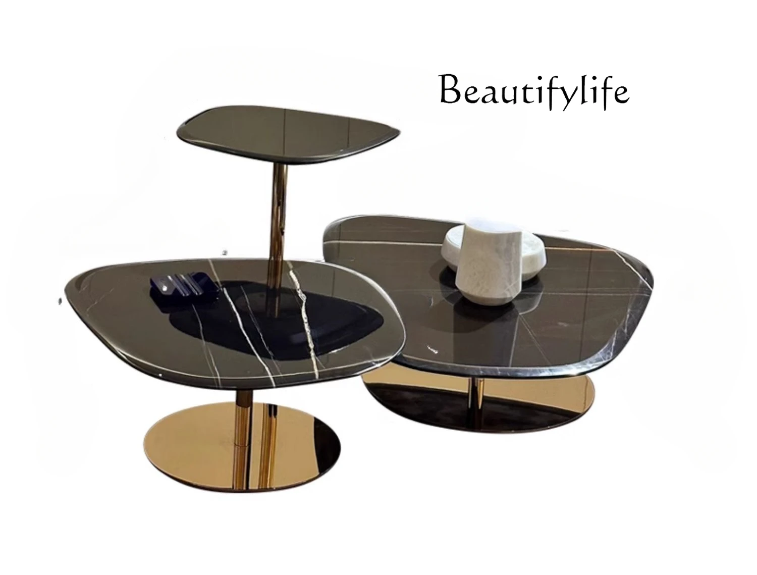 

Natural Luxury Stone Endtable Modern Minimalist Living Room High-End Affordable Luxury Special-Shaped Coffee Table Combination