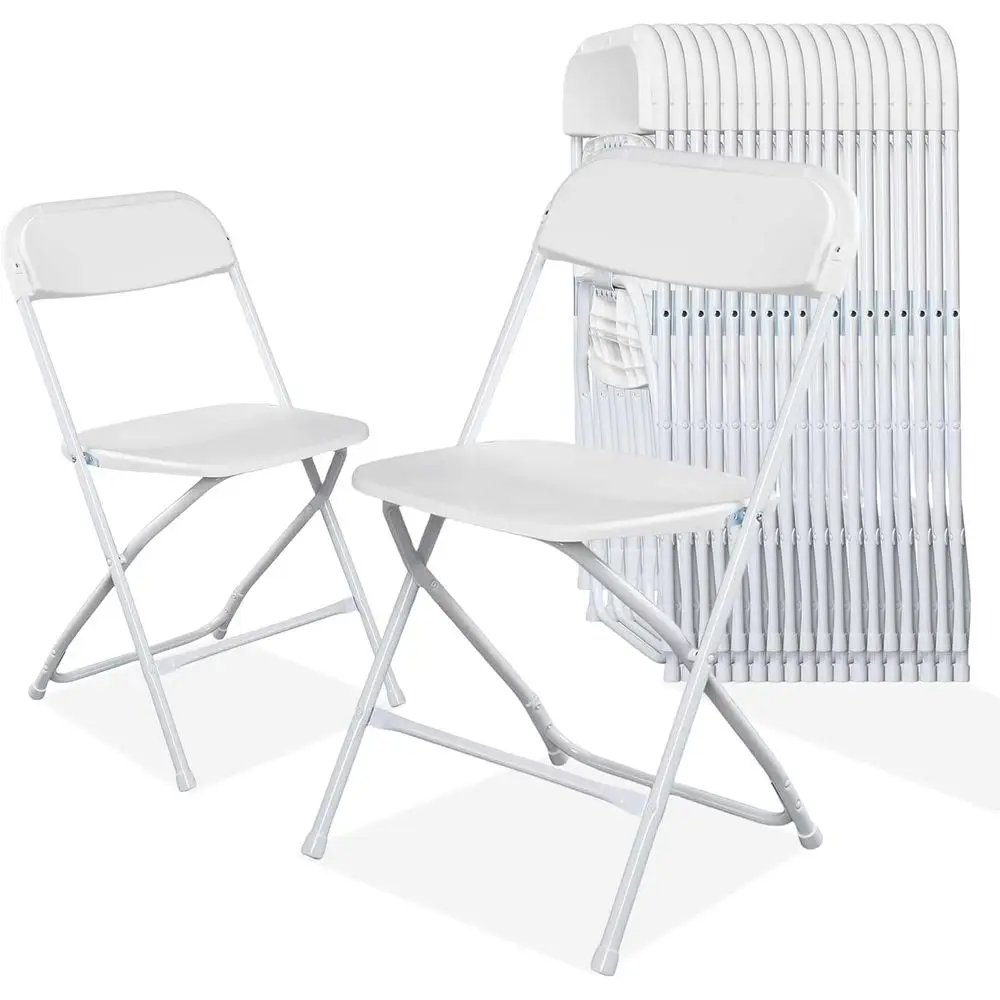 20 Pack Plastic White Folding Chairs with 350-LBS Capacity, Portable Indoor Outdoor Chairs, Collapsible Commercial Seat for Part