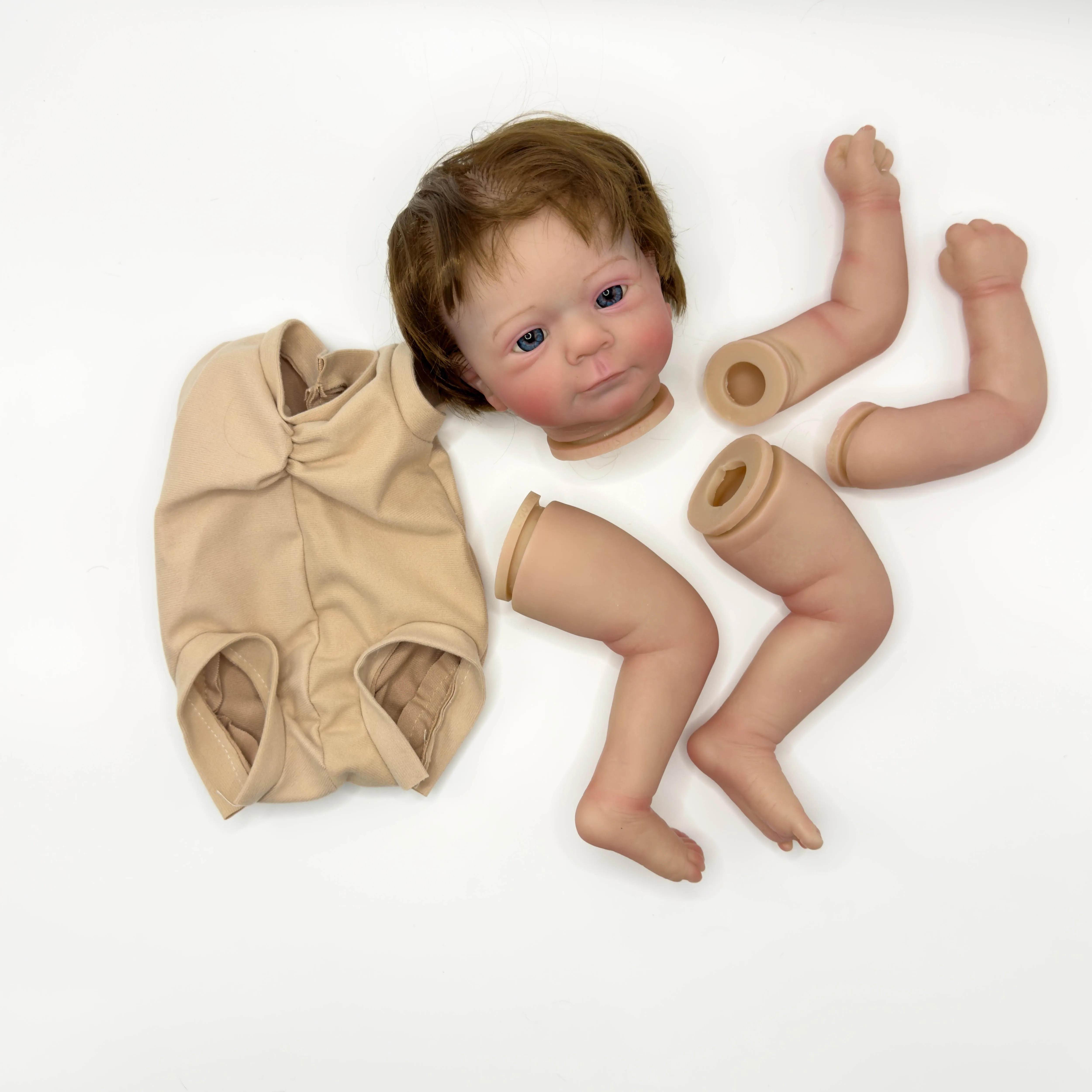 NPK 19inch Lifelike Reborn Doll Kit - Awake Baby Fecilia Already Painted Unfinished Doll Parts for DIY Baby Toy Creation