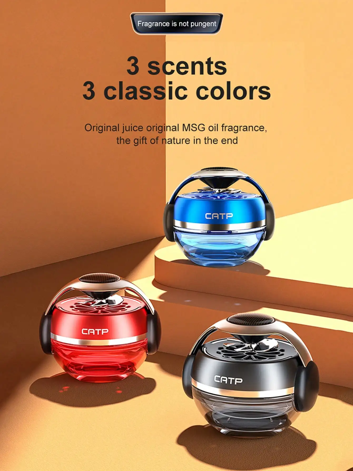 1Pc High-Grade Car Perfume Ornament, Solar Powered Rotating Perfume Holder, Fragrance Diffuser, Interior Decoration, Air Freshen