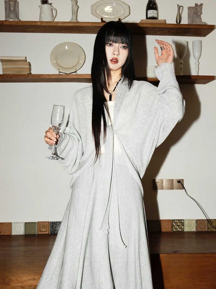 

Женский асимметричный вязаный кардиган-накидка с рукавами «летучая мышь» для защиты от солнца весной и летом, топ для кондиционированных помещений