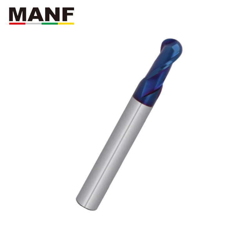 Длинная синяя нано-Концевая фреза MANF с 2 канавками, HRC65 R3mm R4mm, сферические концевые фрезы, Вольфрамовая сталь, фрезеровка, механическая обработка, фреза
