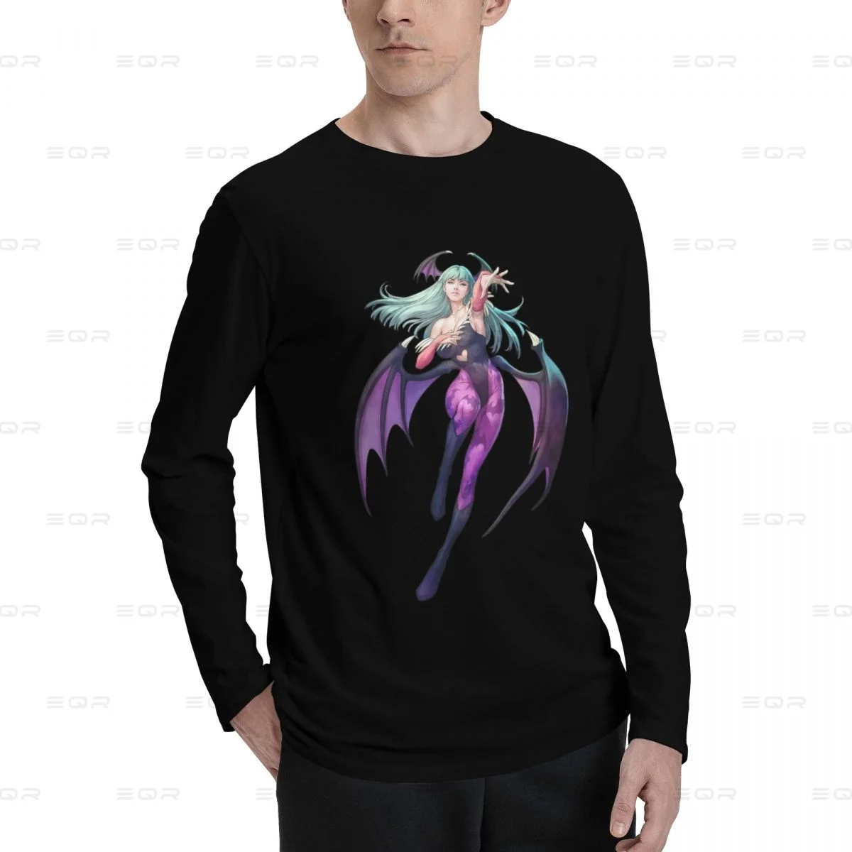 Morrigan Aensland men Cotton Digital Direct Spray printed long sleeved T-shirt,Darkstalkers fashion Unisex Tees