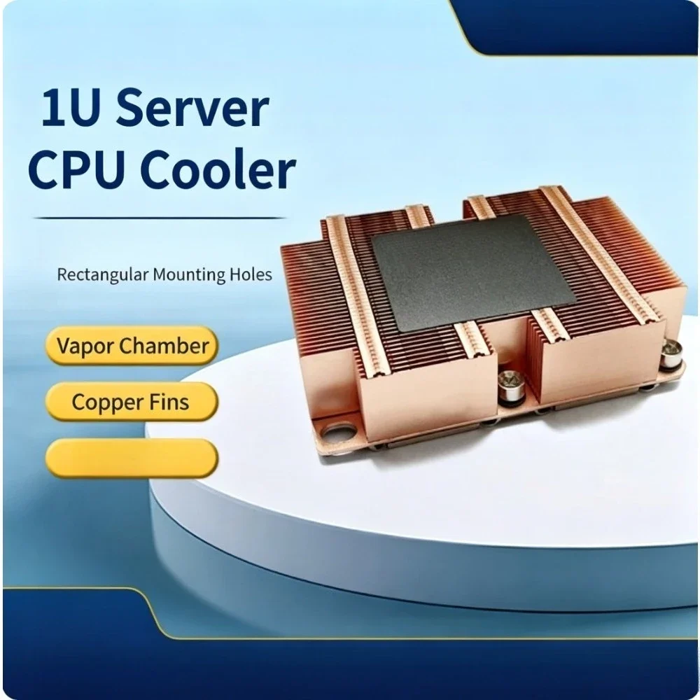 For 3647 Rectangular 1U Pure Copper Vapor Chamber Server Heatsink ITX Slim Computer Desktop Fan B4A